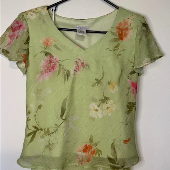 K & Company VINTAGE Y2K 2Pc. Pastel Green Shirt/Skirt Set 8 Petite - Picture 2 of 4